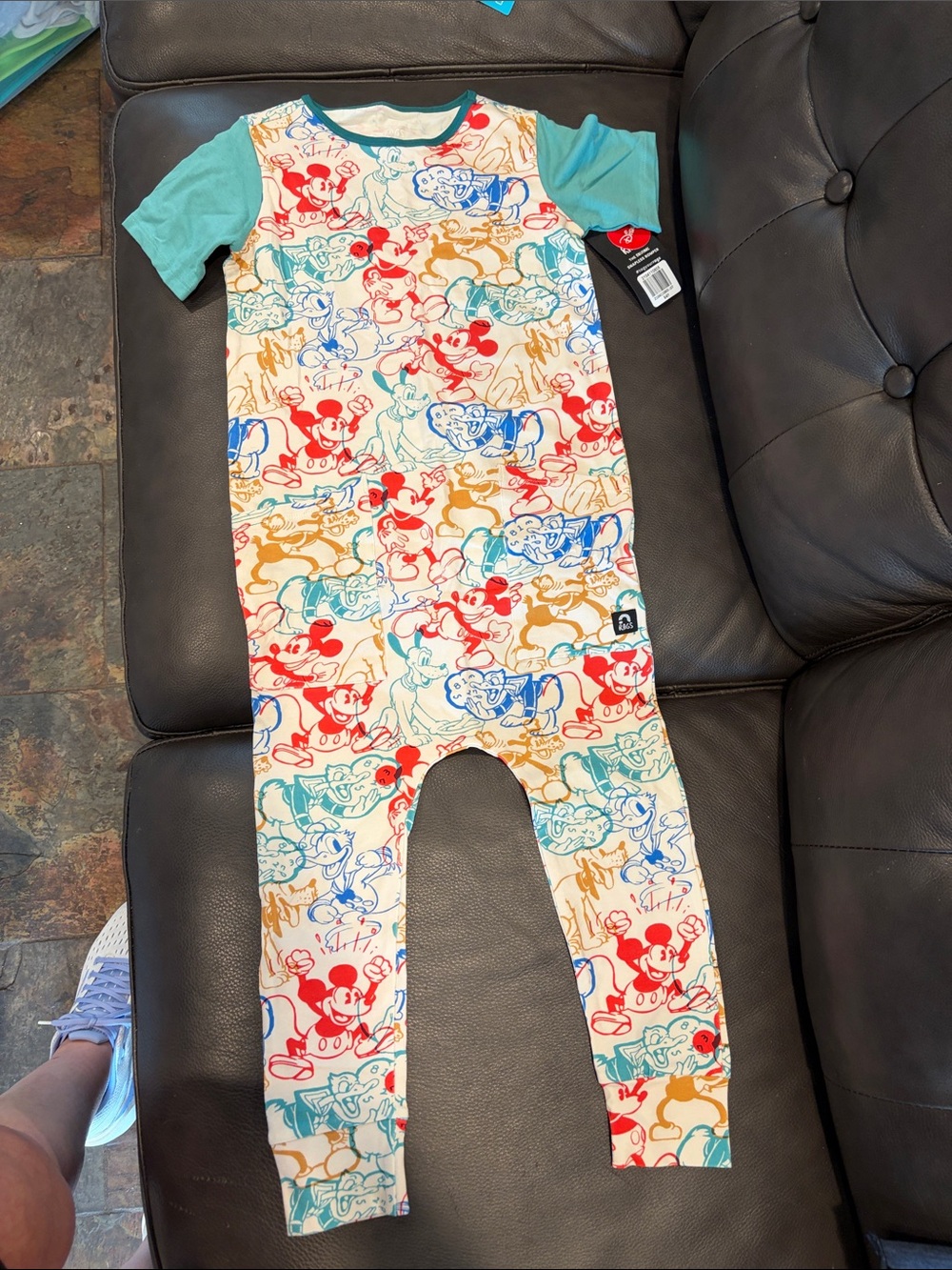 Rags to Raches Multicolor Mickey & Friends Short-Sleeve One-Piece romper